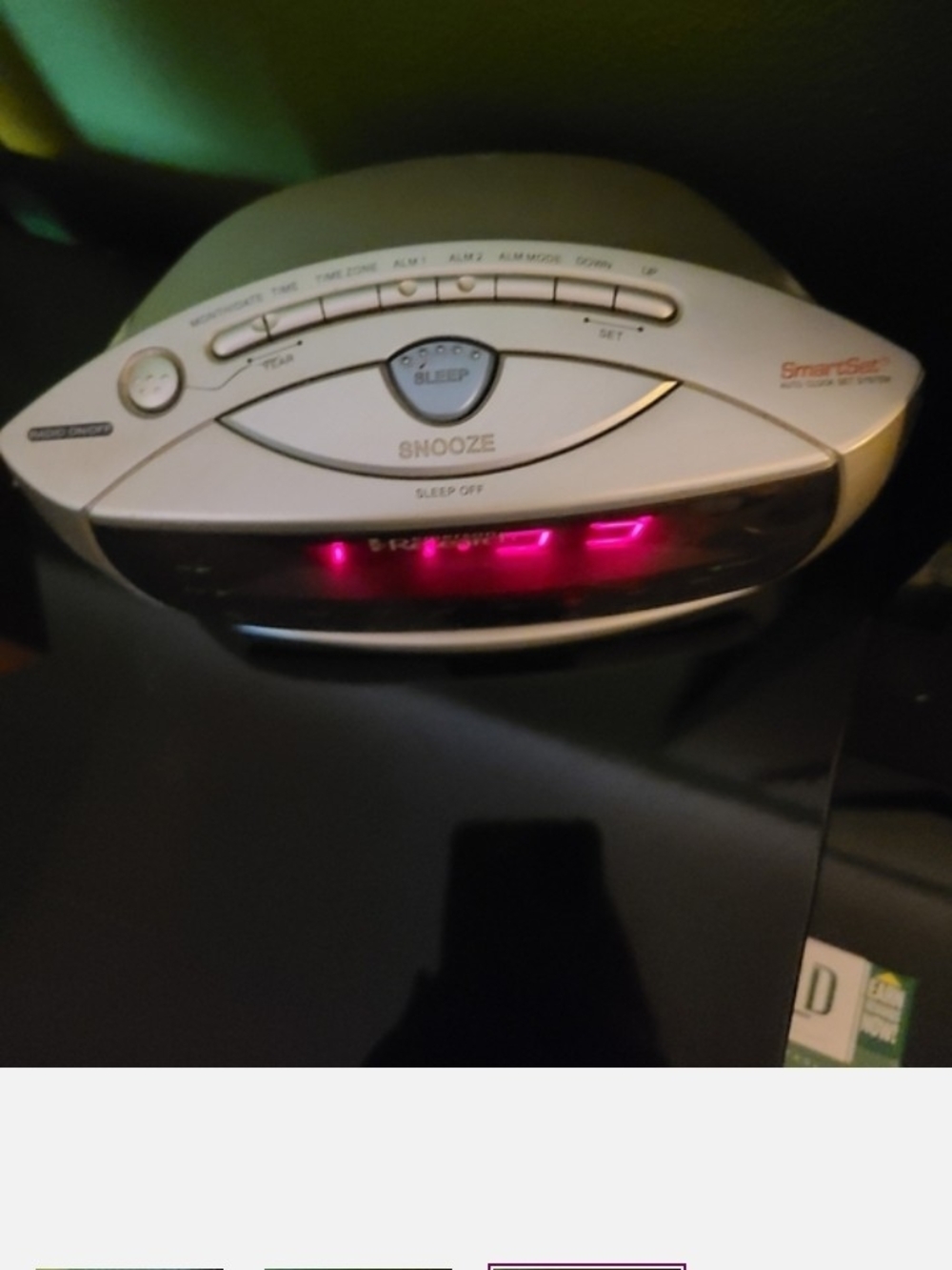 Silver Digital Alarm Clock Radio - Red LED Display - Picture 2 of 2